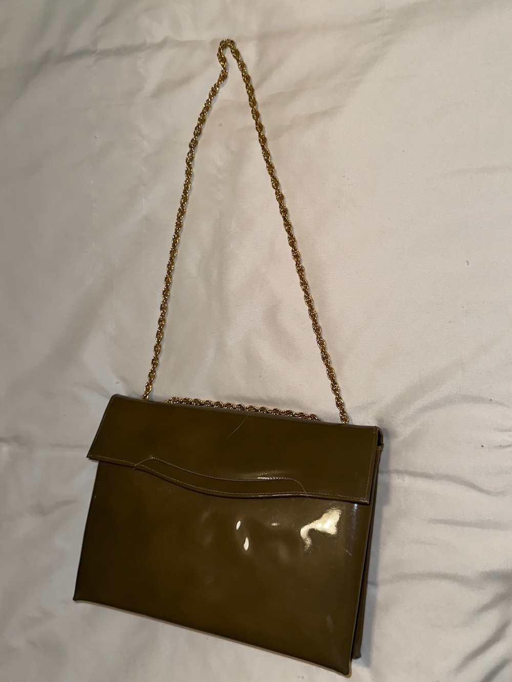 Vintage Lewis Polished Leather Chain Shoulder Bag